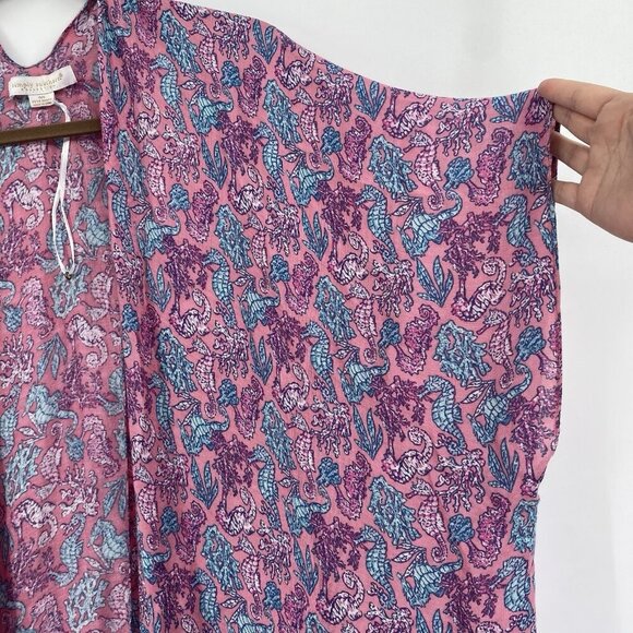 SIMPLY SOUTHERN OS Seahorse Print Cover Up Kimono Nautical Preppy One Size - Picture 4 of 8